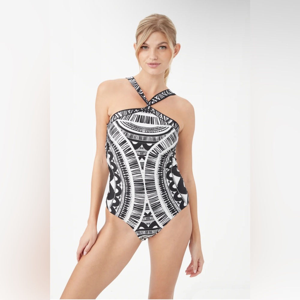 TRINA TURK Women's Hula Reversible High Neck One Piece Swimsuit